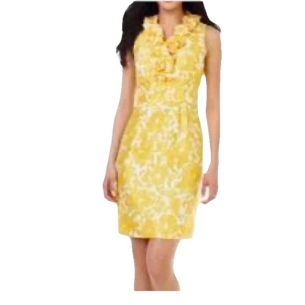 LIMITED Yellow Floral Ruffle Dress Size 2 Dainty Feminine Spring Easter Summer